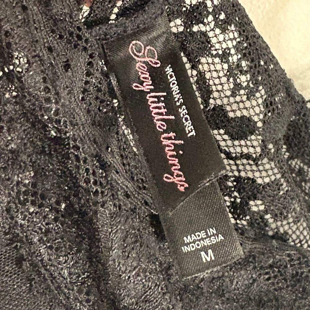Vintage Y2K Victoria's Secret Babydoll Sheer Mesh Lace Shirt Sz M Black - Picture 4 of 5